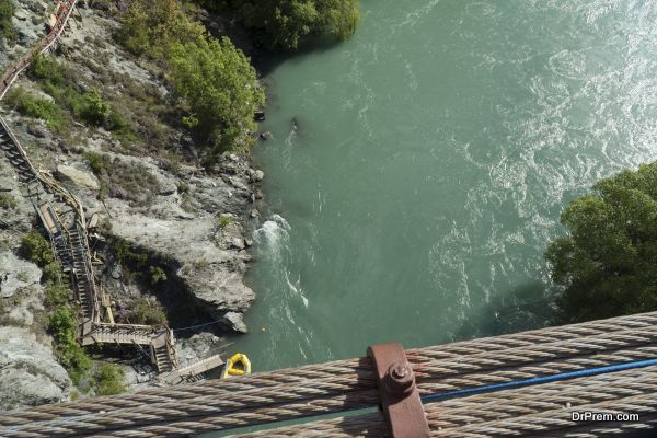 View from Kawarau bridge to river. New Zealand